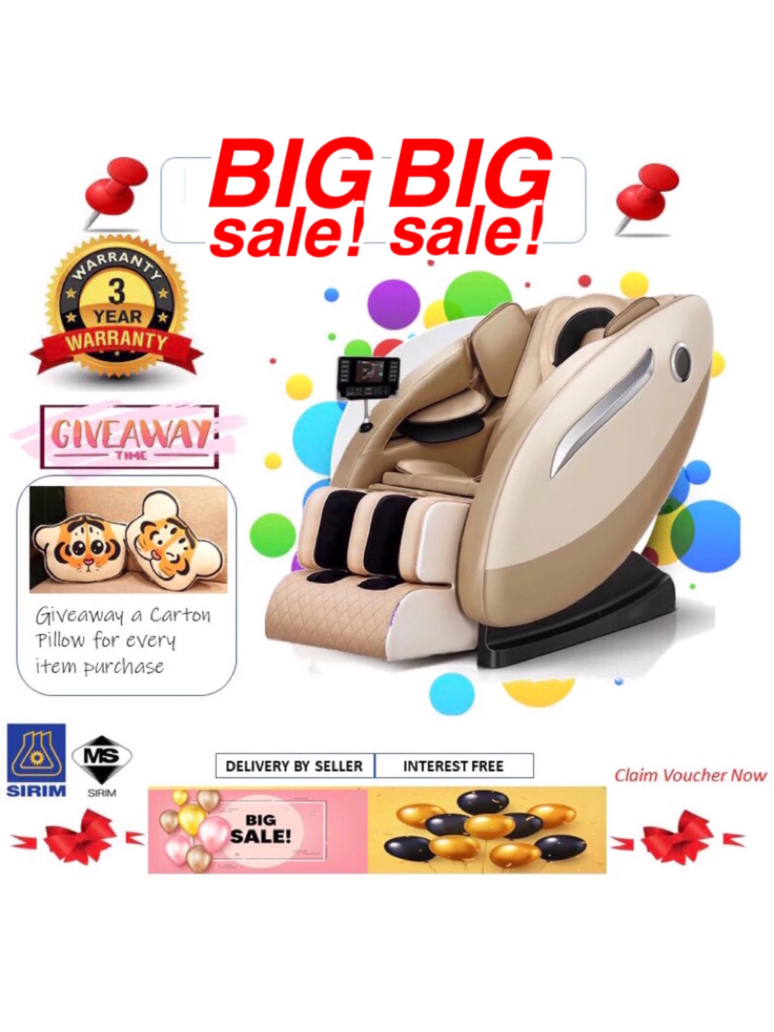 Healthy Longevity Electronic Massage Chair w LCD Remote Control